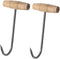 TIHOOD 2PCS T Shaped Boning Hooks, 7.5 Inch with Wooden Handle, Meat Hooks for Butchering