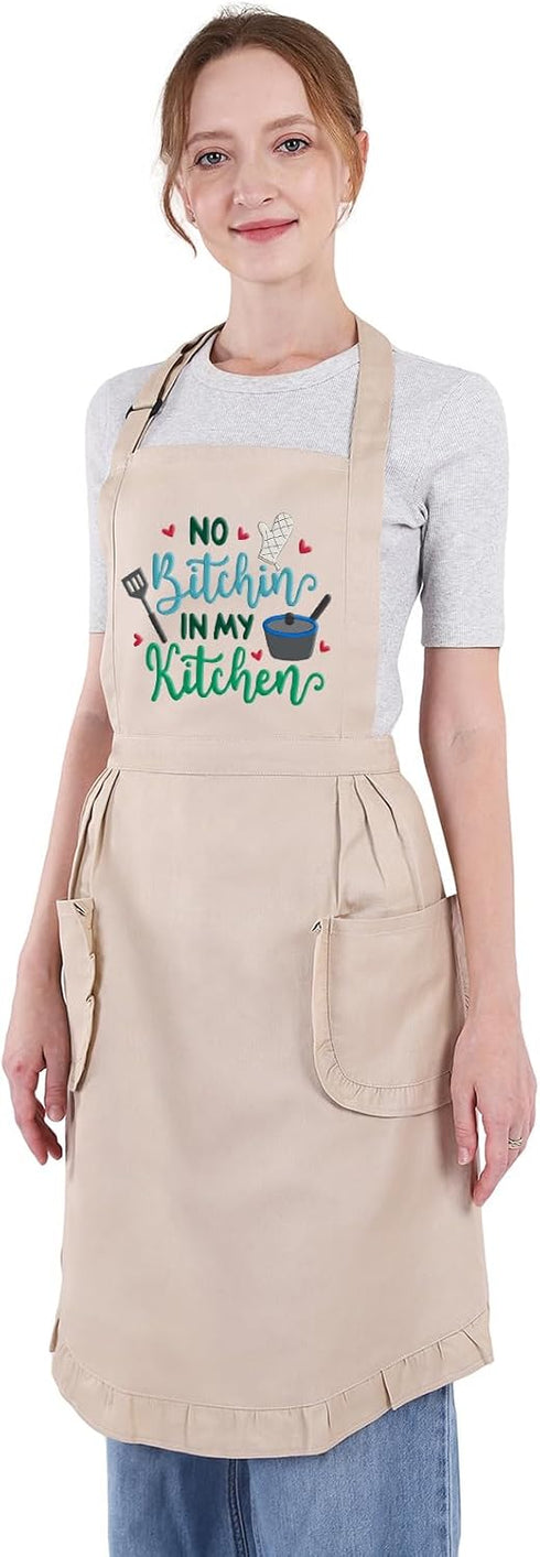 Fairy's Gift Funny Cooking Aprons for Women - Embroidered Cute Kitchen Apron for Baking, Gifts for Mom, Chef