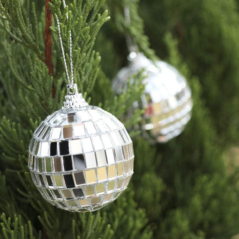 12 Pcs Silver Disco Mirror Balls for Party Decoration, Christmas Tree Ornaments (4CM)