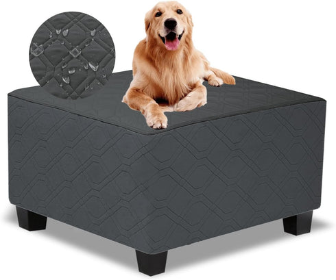Ottoman Cover Square,Waterproof Square Ottoman Covers Thick Slipcover for Living Room,Washable Storage