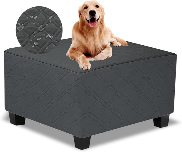 Ottoman Cover Square,Waterproof Square Ottoman Covers Thick Slipcover for Living Room,Washable Storage