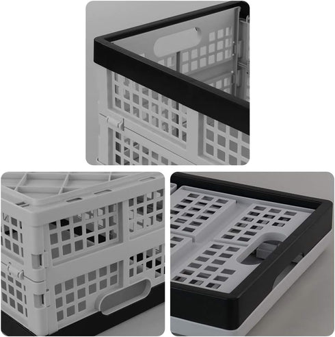 Eagrye 4-Pack 15 L Plastic Collapsible Storage Crates, Folding Crates, Plastic Stackable Storage Crates