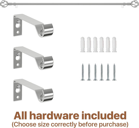 Silver Curtain Rods for Windows: 48 to 84 inch Decorative Heavy Duty Curtain Rod with Twisted Cage Finials