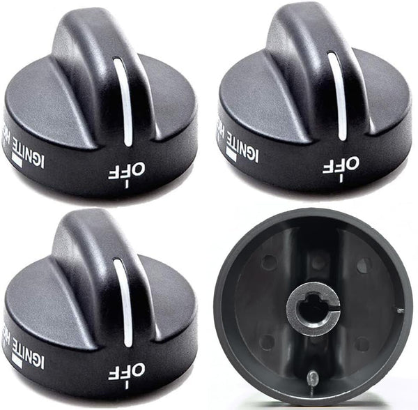 4Pcs 8273103 Gas Range Burner Knob Black Replacement Part for Whirlpool Range Stove, Replaces AP6012363, 8273107,