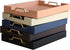 Countertop, 16.2 12.2 2 inches HofferRuffer Faux Leather Rectangle Serving Tray Decor Platter with Gold Metal Handles