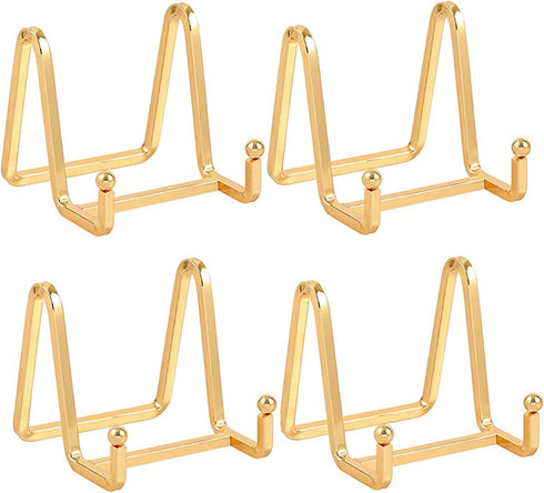 4 Pack Plate Holder Easel Display Stand - 3 Inch Metal Stands for Display Pictures | Photo Frames | Decorative Plates -