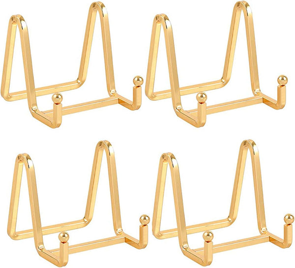 4 Pack Plate Holder Easel Display Stand - 3 Inch Metal Stands for Display Pictures | Photo Frames | Decorative Plates -