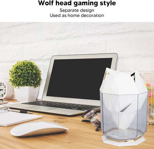 Wolf - Head Aesthetic Air Humidifier – Durable ABS, Dust Dispersion, Decorative Design for Home and Gamers(black)