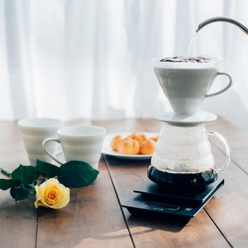 Hario V60 Ceramic Coffee Dripper, Pour Over Cone Coffee Maker Size 01, White