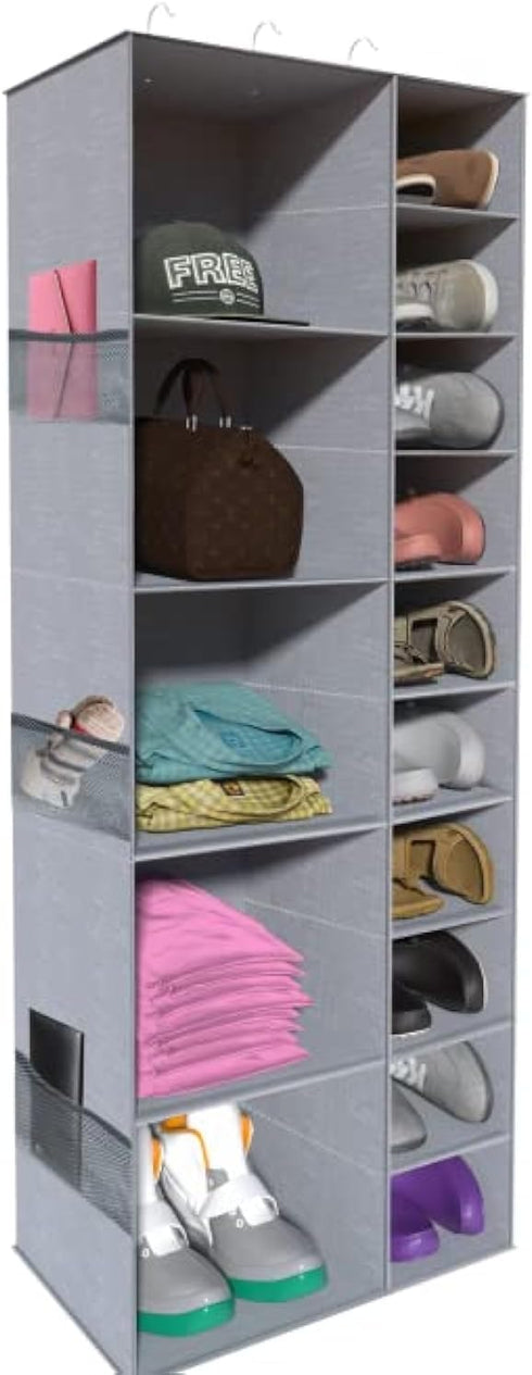 coastal rose Hanging Shoe Closet Storage Organizer, 15 Sections Closet Organizers and