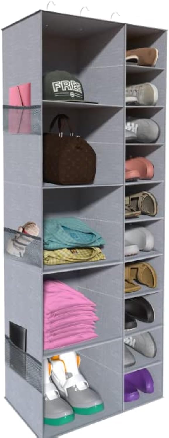 coastal rose Hanging Shoe Closet Storage Organizer, 15 Sections Closet Organizers and