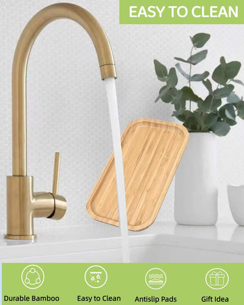 Large Wooden Spoon Rest, 9.7'' Bamboo Spoon Holder for Kitchen Counter Cooking Utensils