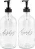 Cornucopia Brands 16oz Pump Bottles, Clear, Set of 2, Pump Dispensers for Kitchen and Home