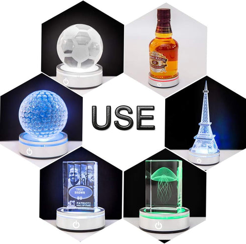 IFOLAINA LED Light Base Display Stand for Crystal Ball Glass Art Tumbler, RGB Multicolor Lighting