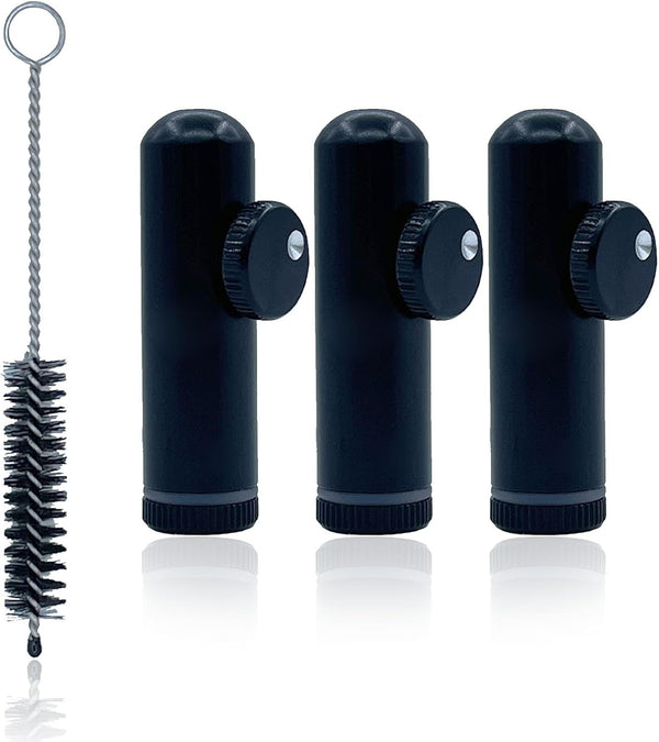 OMG 3 Pack Portable Mini Powder Spice Bottle, Metal Leak-proof Bottle for Traveling Seasoning Storage (Black)