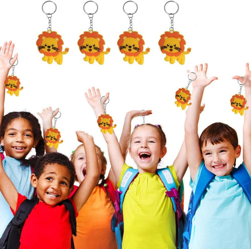 24 Pack Lion Keychains, Safari Animal Keychains for Jungle Safari Party Favors and Rewards