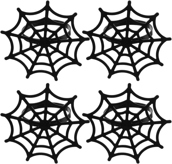 FRCOLOR 4pcs Metal Spider Web Napkin Holder, Halloween Napkin Rings for Festival Parties Weddings