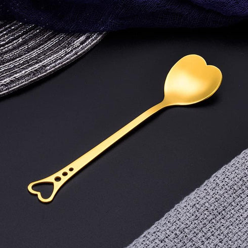 10-Piece Heart-Shaped Stainless Steel Dessert Spoon Set for Home, Restaurant, Cafe, and Bar, Elegant Design