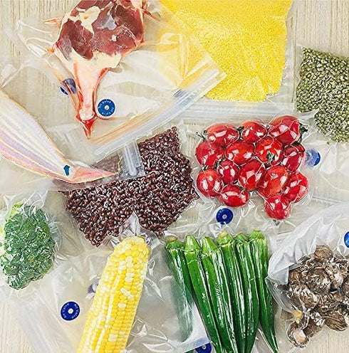 Vacuum Sealer Zipper Bags, Sous Vide Bags for Food, BPA Free, Reusable, Resealable with Air Valve, 15 Pcs