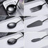 HOMQUEN 6-Piece Black Serving Flatware Set, Stainless Steel Utensil Set with Cake Server, Soup Ladle