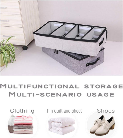 AARAINBOW 2 Packs Foldable Under Bed Shoes Organizer with Lids, Clear Window Storage Bins, Gray+Coffee