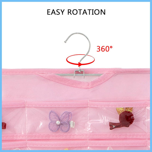 80-Pocket Jewelry Organizer 1-Pack, Dual-sided Storage for Earring Necklace Bracelet Ring Travel Holder, Pink