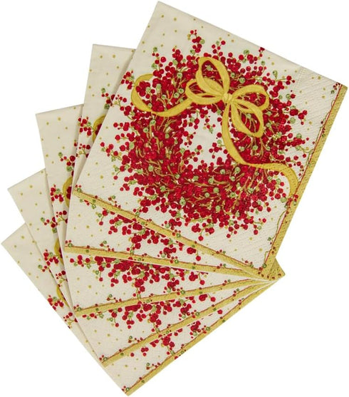 Caspari Red Pepper Berry Cocktail Napkins, 20-Pack