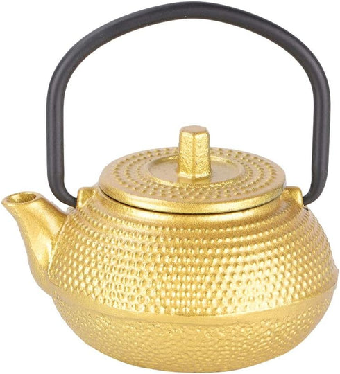 Japanese Cast Iron Teapot, Gold Tetsubin Tea Kettle, 50ml Mini Teapot Kettle, Traditional Japanese Teapot with Handle