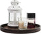 Rustic Round Wood Decorative Coffee Table Tray Farmhouse Decor with Wood Texture