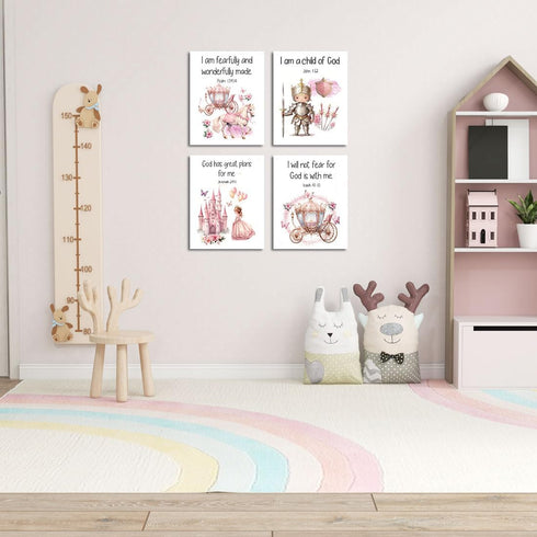 AIOCDIT Set 4 (8"x10",Unframed) Bible Verses Wall Art Prints Girls Room Pink Wall Decer,Christian Art Posters Bedroom