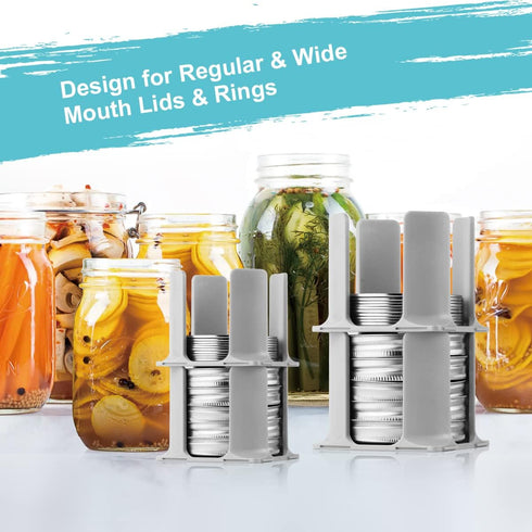 AIEVE 4 Pack Mason Jar Lid Organizer, Canning Lid Storage Rack for Wide & Regular Mouth Lids and Rings