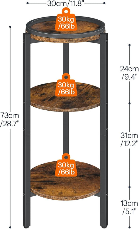 3-Tier 28.7" BF182BZ01 HOOBRO Small Round Side Table, Tall Coffee Drink Table for Sofa Couch, H Slim Nightstand, Circle