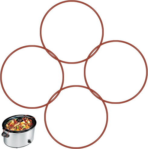 4pcs Rubber Band Lid Latch Strap for Fixing Pot Lid, Compatible with Hamilton Beach 6, 7, 8 Quart Crock Pot (Red)