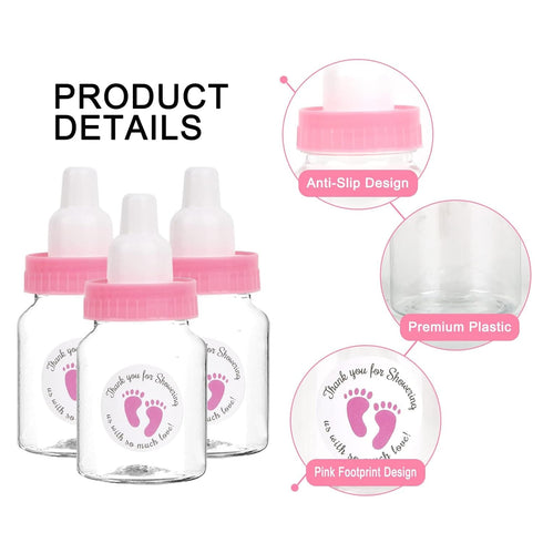 144 Pcs Mini Baby Shower Milk Bottles Favors for Baby Shower White Plastic Mini Bottles for Party Favors Boy Party