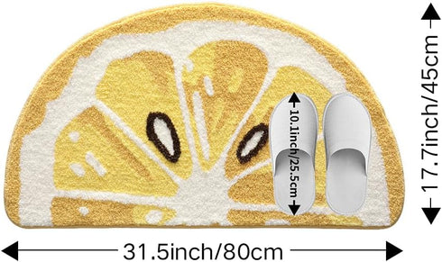 Cozy 1'6" 2'2" Playtime Lemon Cute Fruits Half Round Shaped Bedroom Bathroom Doorway Kitchen Floor Rug Carpet Water