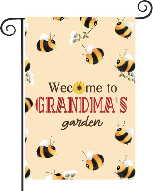 ZJXHPO Welcome To Grandma's Garden Flag, Grandparents Outdoor Decor, Bee Yard Gift, Honey House Gift