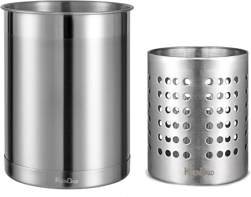 KSENDALO Stainless Steel Utensil Holder Set, 6.5inch & 4.72inch High Drying Rack with Weighted Base
