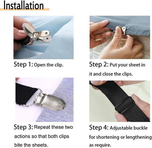 8Pcs Adjustable Bed Sheet Straps Clips, Elastic Fasteners Holder for Mattress, Sofa, Table Cloth