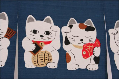 NARUMI ?? Noren (Japanese Curtain) Seven Beckoning Cat/Maneki Neko 17-507, 85×30cm from Japan