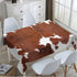 TKS MITLAN 60 84 Inch 6-8 Cowhide Decorative Rectangle Tablecloth Farm Animal Brown Cowhide Print Cow Polyester Table