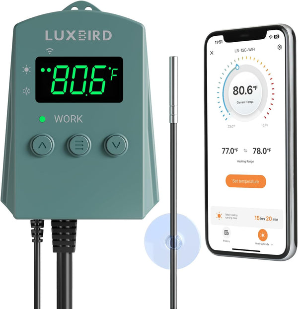 WiFi Digital Heat Mat Thermostat Controller, 32-113F with Heating Cooling Mode, 365