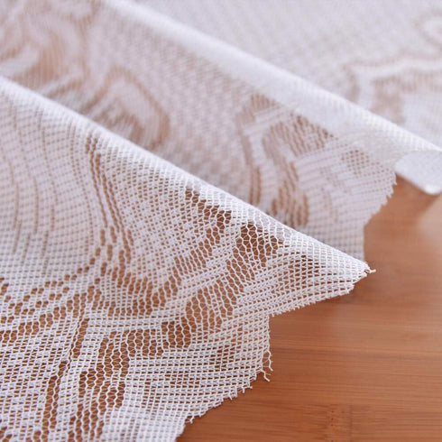 WUBODTI Christmas White Lace Rectangular Tablecloths, Floral Embroidered Angel Pattern, 60W x 84L for Baby Showers &