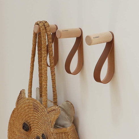 XAOMLP Wooden Coat Hooks - Wall Mounted Vintage Single Organizer Hangers, Handmade Craft Hat Rack, 3pcs