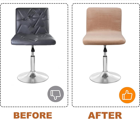 Counter (4, Velvet Bar Stool Seat Covers, Square Barstool Slipcovers, Height Chair Covers Khaki)