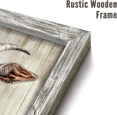 20 20 Inch Farmhouse Goat Wall Art Framed: Animal Portrait Print Decor Rustic Wood Nursery Painting Picture Funny Farm