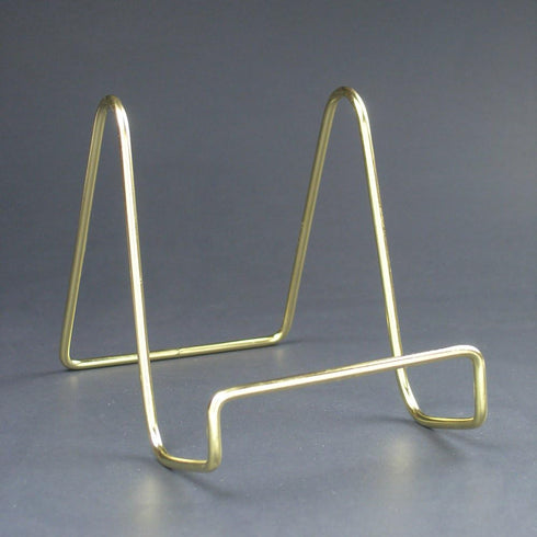 BANBERRY DESIGNS Wire Easel Display Stand Plate Holders, Smooth Plated Brass Metal, 3" H, Pack of 6 Pcs