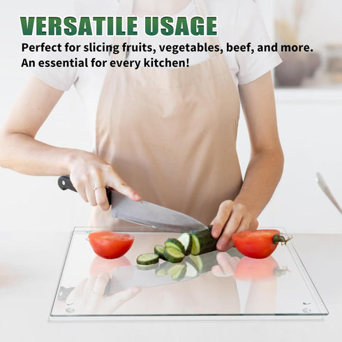 Tempered Glass Cutting Boards, 2PCS 12x16 inch Clear Non-Slip Boards for Kitchen Counter, Heat-Resistant, Easy to Clean