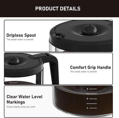 12-Cup Coffee Pot Replacement for Keurig 5000 K-Duo Essentials & Hot & Cold Brewer Models (NOT Fit K-DUO 5100)