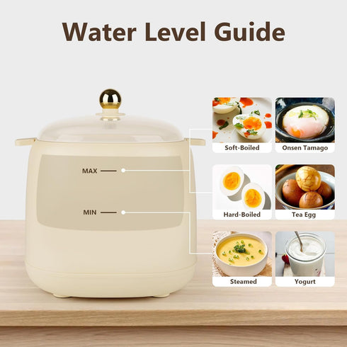 Rapid Egg Cooker, 6 in 1 Electric Egg Boiler for Hard Boiled, Soft Boiled, Egg Custard with Auto Shut Off - No BPA