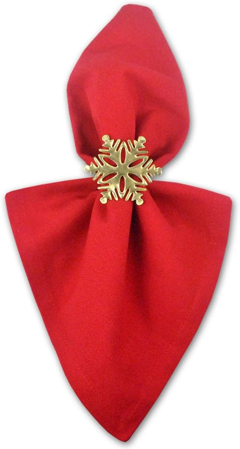 DII Christmas Thanksgiving Holiday Tabletop Décor Collection - Decorative Napkin Ring Holder Set, Gold Snowflake